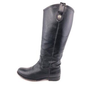 Frye Melissa Button Black Leather Tall Riding Boots 6.5 B